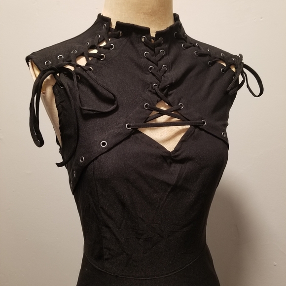 KILLSTAR TIED UP LACE UP DRESS GOTH DOLLS KILL BABE WITCH CLUB PLUS SEXY PUNK - Picture 3 of 9